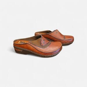 Spring Step L 'Artiste Womens Camel Chino Leather Slip On Clogs Size 42 Boho